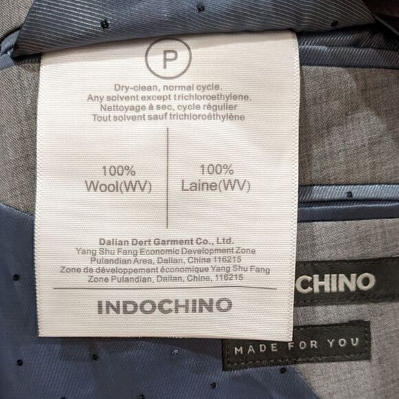 NEW INDOCHINO Made For You Men's Light Grey Two Button Wool Blazer XL - Picture 5 of 7